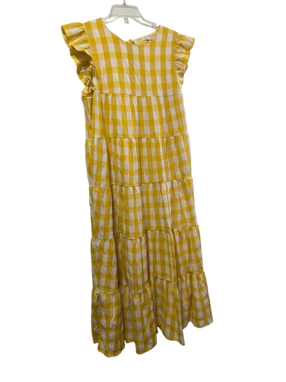 English Factory Sweet gingham yellow tiered baby doll maxi dress size M - Picture 2 of 16